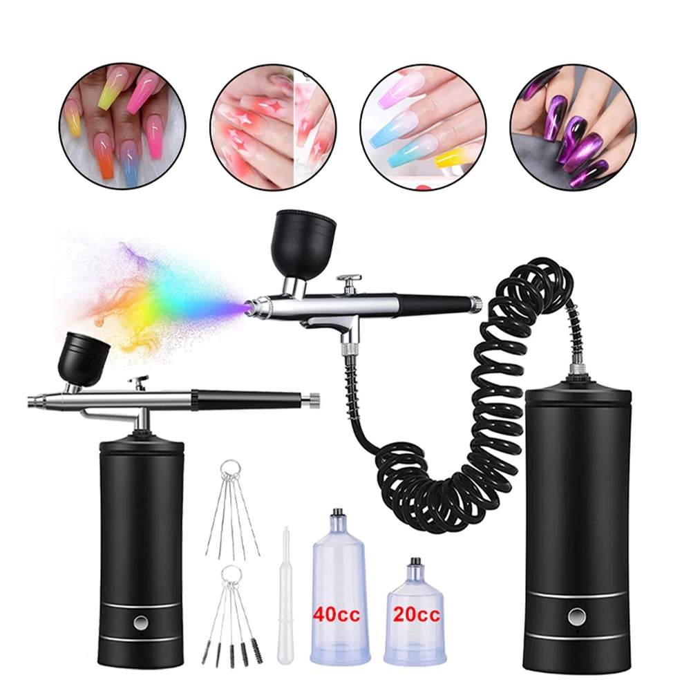 Nano Fog Mist Sprayer Mini compressore d'aria Kit di spazzole pistola a spruzzo airbush per Nail Art