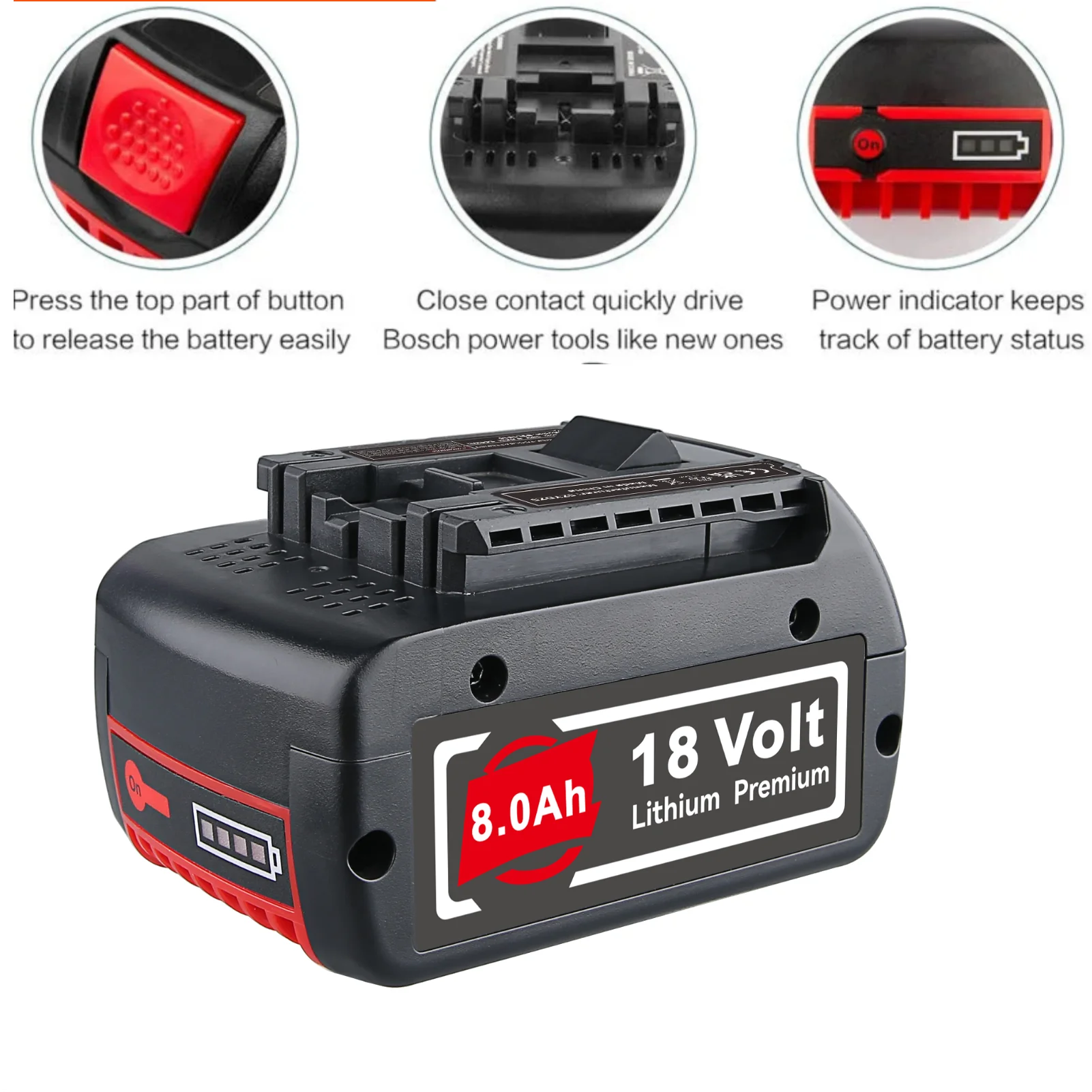 1/2/4 pezzi BAT609 8.0Ah Li-on Sostituisci per utensili elettrici a batteria Bosch 18V BAT610 BAT612 BAT618 Vestito per perno batteria Bosch 18V