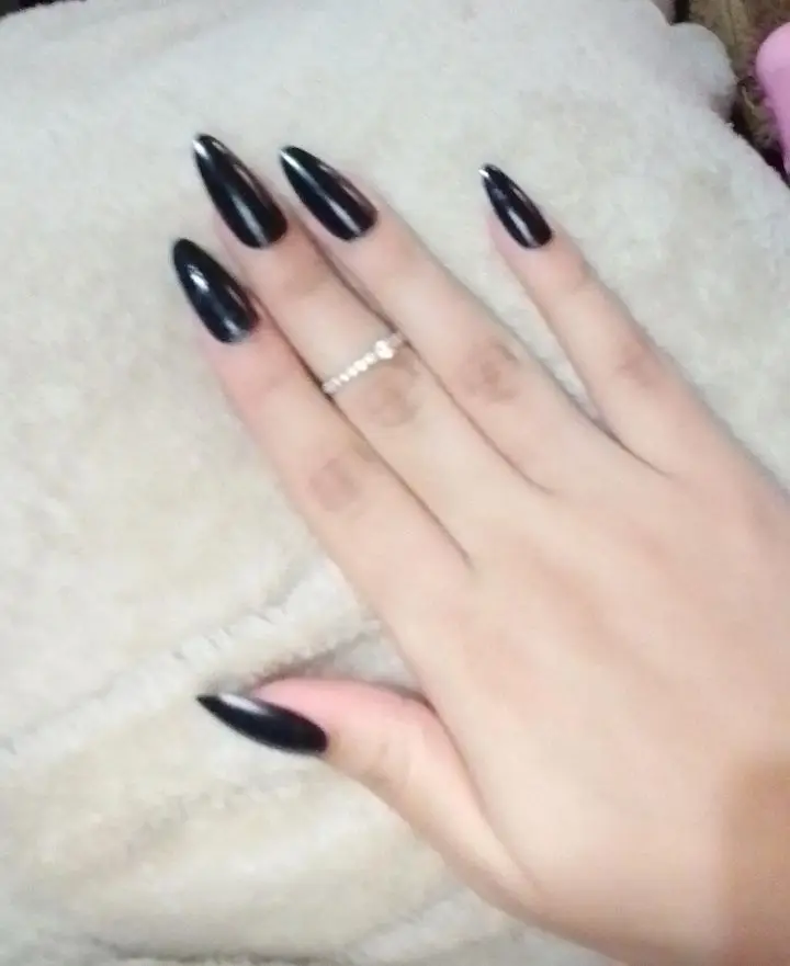 24 Artificial Acrylic Black Square Head Fake Nails Long Ballet Woman Removable Press On Nails Tip Almond Nail Art False Nail Set photo review