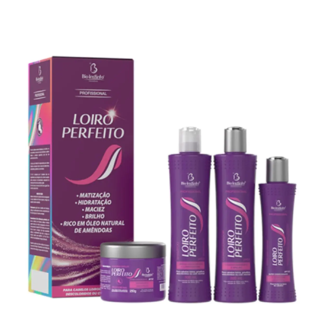 Kit Loiro Perfeito - Shampoo, Condicionador, Máscara e Creme de Pentear - Hidratação Nutrição - 4 Itens Bio Instinto