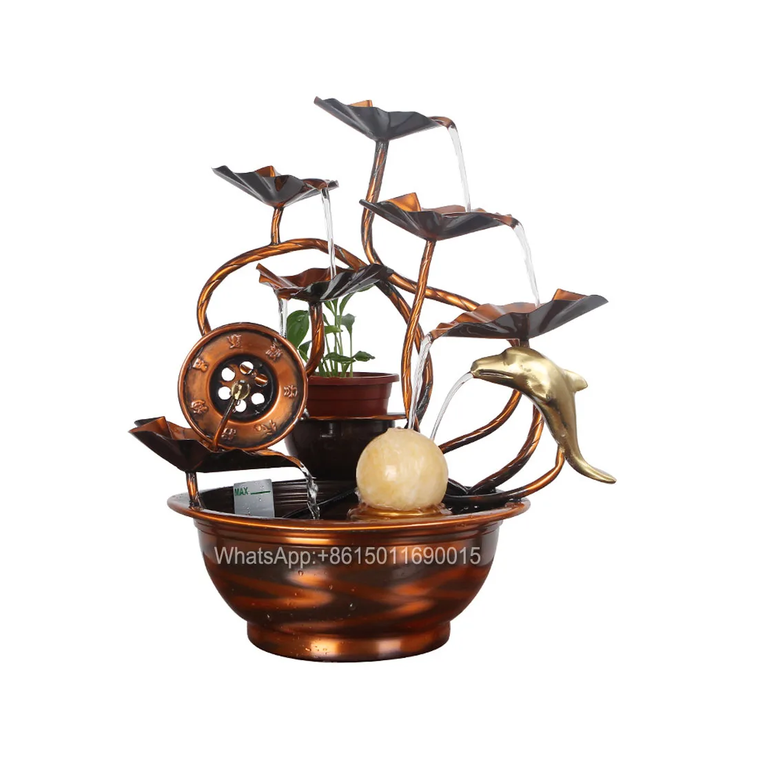 Desktop Ornament Flowing Water Fountain Pure Copper Rockery Transfer Ball Living Room Lucky