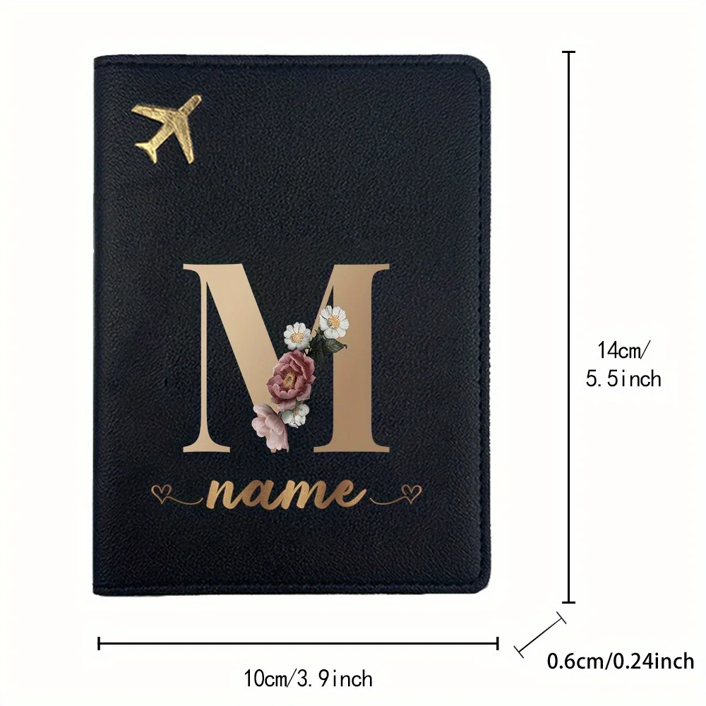 Personalized Name/Initials Passport & Travel Documents Holder - PU RFID Blocking Slim Wallet Case - Lightweight Travel Organizer