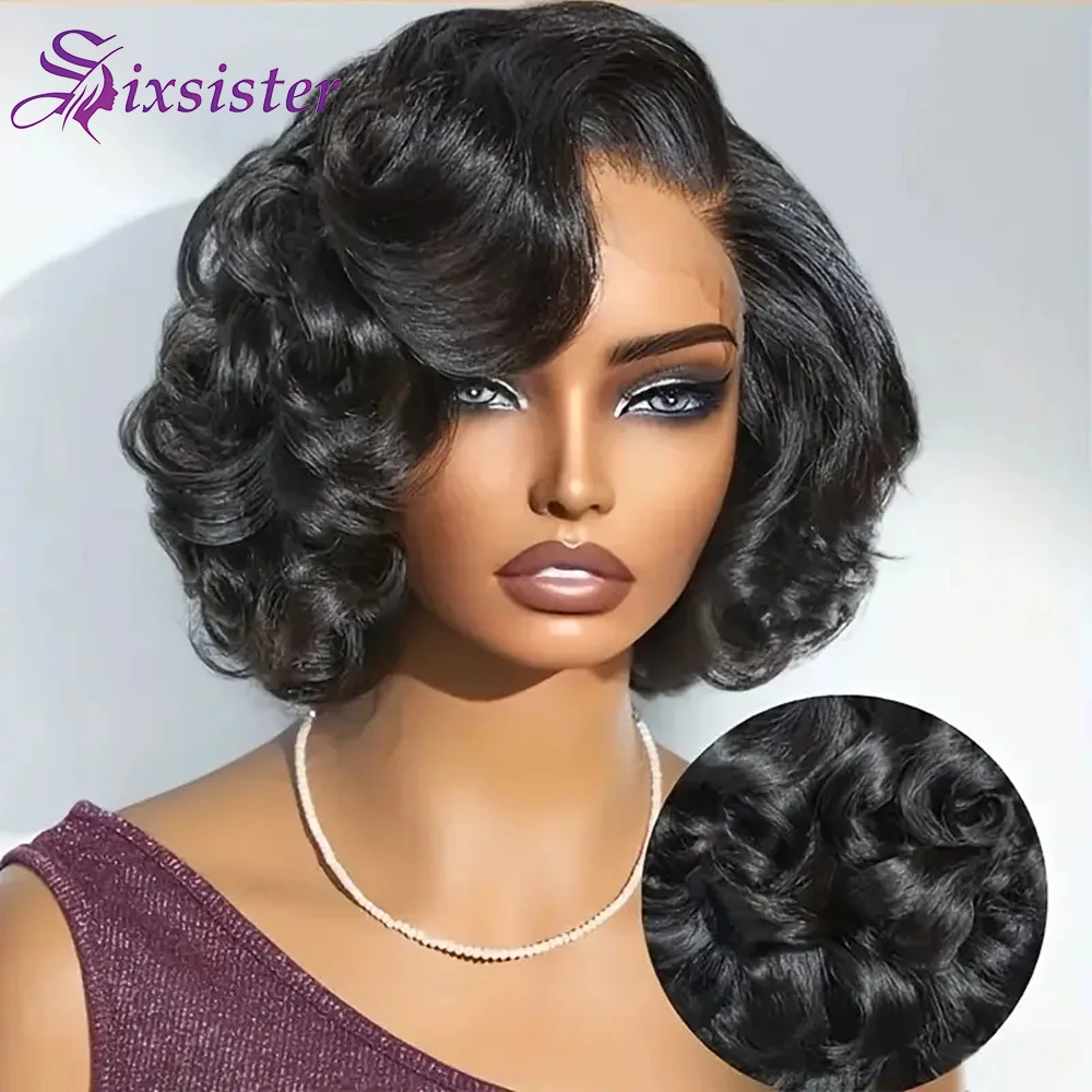 

Короткие парики Боб Бразильские объемные волны Человеческие волосы 13x4 Парики фронта шнурка Человеческие волосы Предварительно выщипанные 4x4 Кружевная застежка Короткие парики Боб