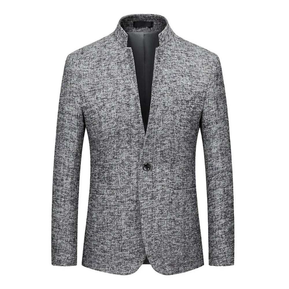 

Мужской серый твидовый пиджак с узором «елочка» — однобортный приталенный пиджак | Идеально подходит для деловых или повседневных мероприятий | Качественный ткань