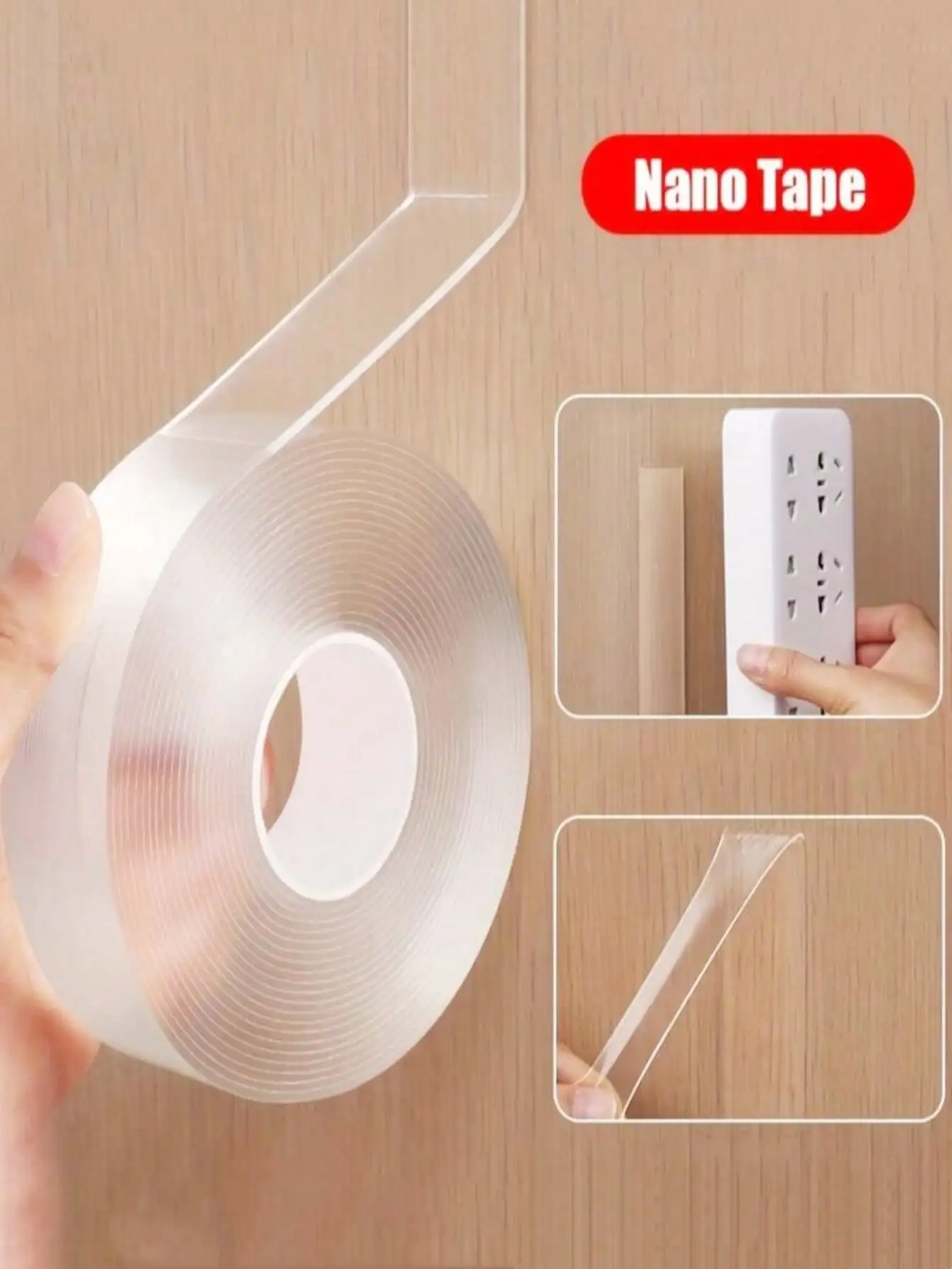 Heavy Duty Nano Double Sided Tape Strong Sticky Waterproof Reusable Transparent Mounting Tape Traceless Adhesive Strips for Home Decoration Wall Hanging