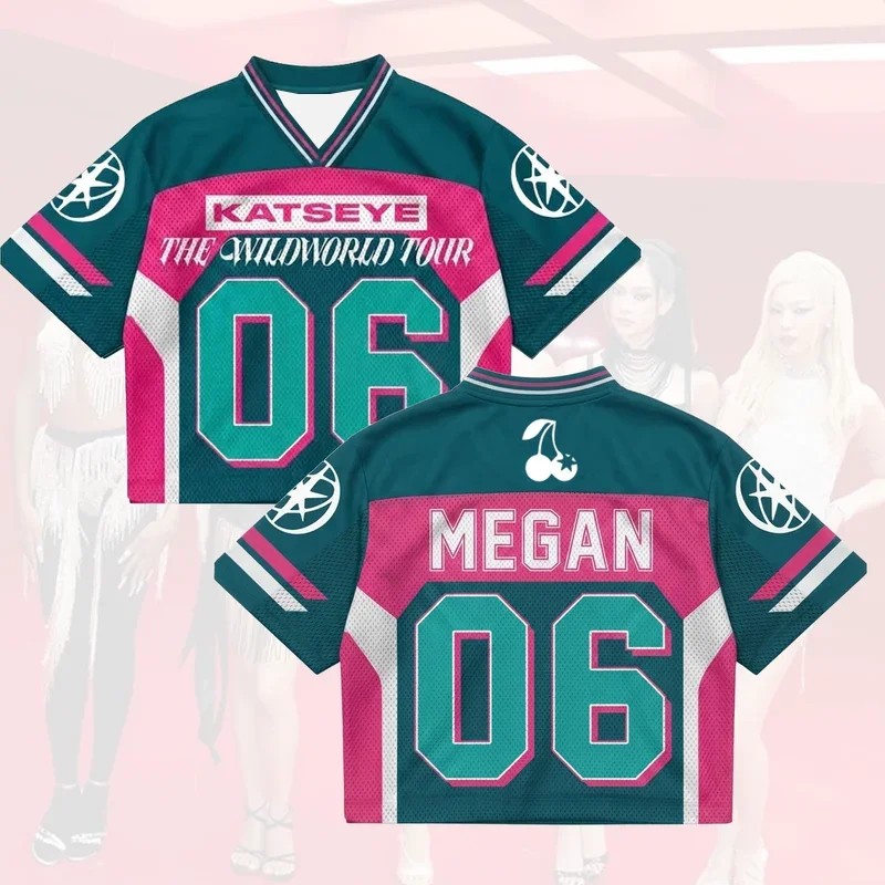 KATSEYE Daniela 04 Cropped Football Jersey The Wildworld Tour Top Kpop Concert Fan Short Sleeve Streetwear Tee For Kids Adults