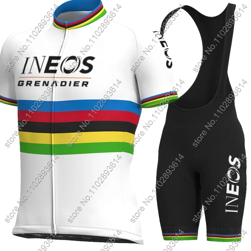 White Ineos Grenadier Team 2024 maglia da ciclismo Set Short World Champion abbigliamento camicie da bici tuta da bicicletta pantaloncini con