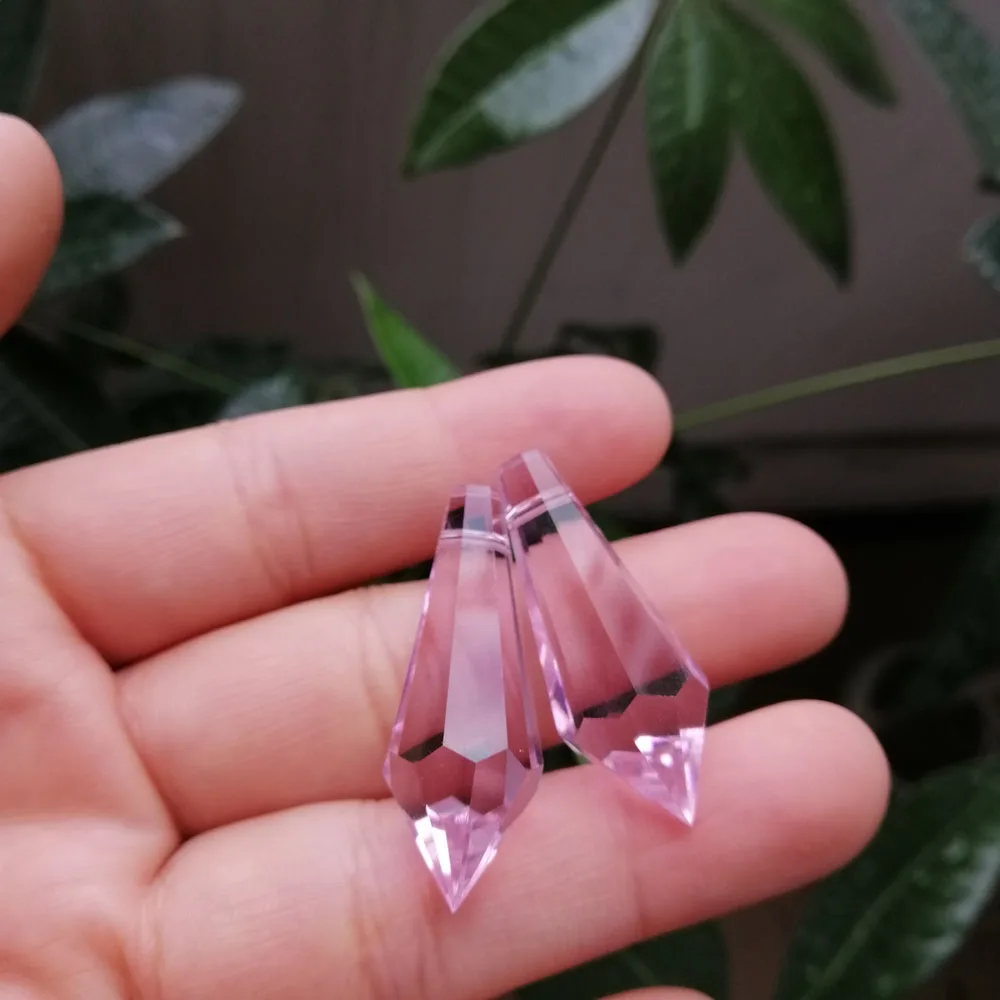 Camal 5PCS 38mm Pink K9 Crystal Icicle Drops Prisms Pendant Lamp Lighting Parts Ornament SunCatcher Chandelier Hanging Wedding