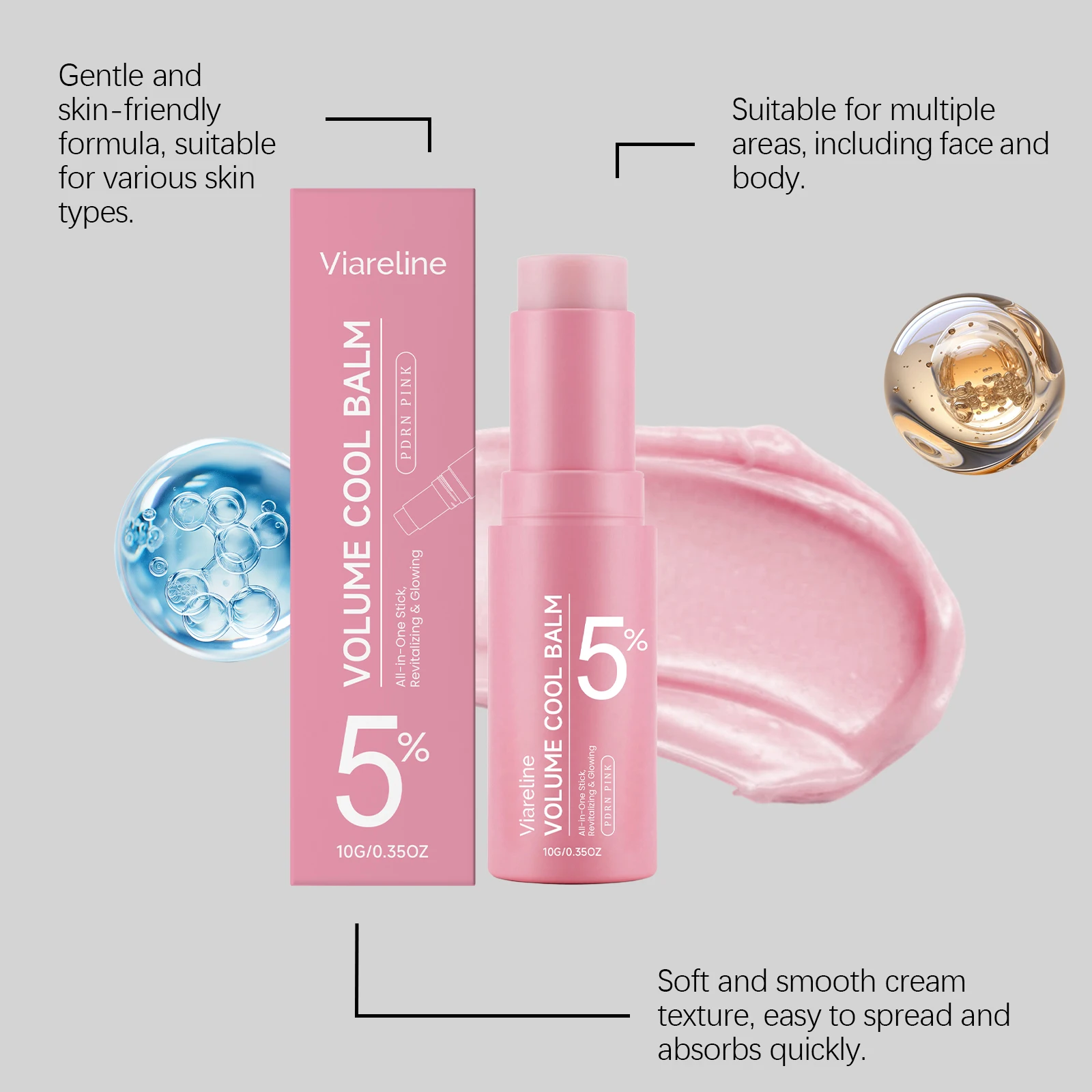 Multi Use Volume Cool Balm Stick Gentle Skin Friendly Hydrating Balm Smooth Texture Portable Stick For Daily Facial Lip Care