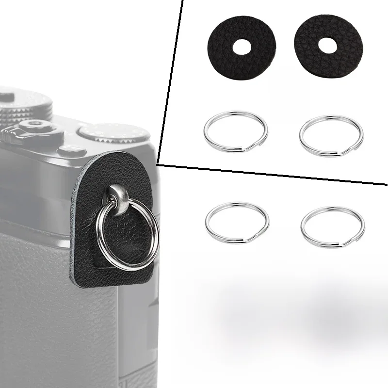 1 para nowych skórzanych pokrowców ochronnych na pasek aparatu z dzielonym pierścieniem do lustrzanek cyfrowych Fujifilm Canon Nikon Sony Olympus Pentax — zdjęcie produktu 7