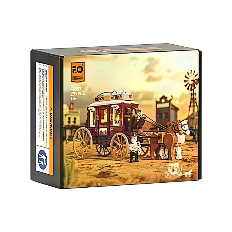 IN STOCK F9052 MOC Western Stagecoach Building Blocks Model Carriage Bricks Assembling DIY Toys for Boys Christmas Gift Set