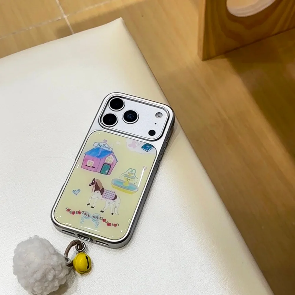 

Cute illustration pony phone case, suitable for iPhone 14/15/16/17 Pro Max, Fundans 17 Pro INS new shockproof protective case
