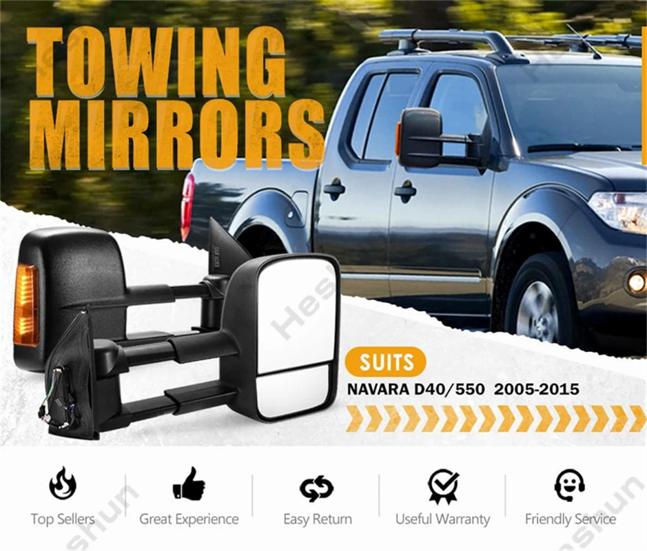 

2 Pieces Towing Mirrors For Nissan D40 Navara 550 Frontier 2005 - 2015 Suzuki Extendable Manual Folding Signal Light Side Mirror