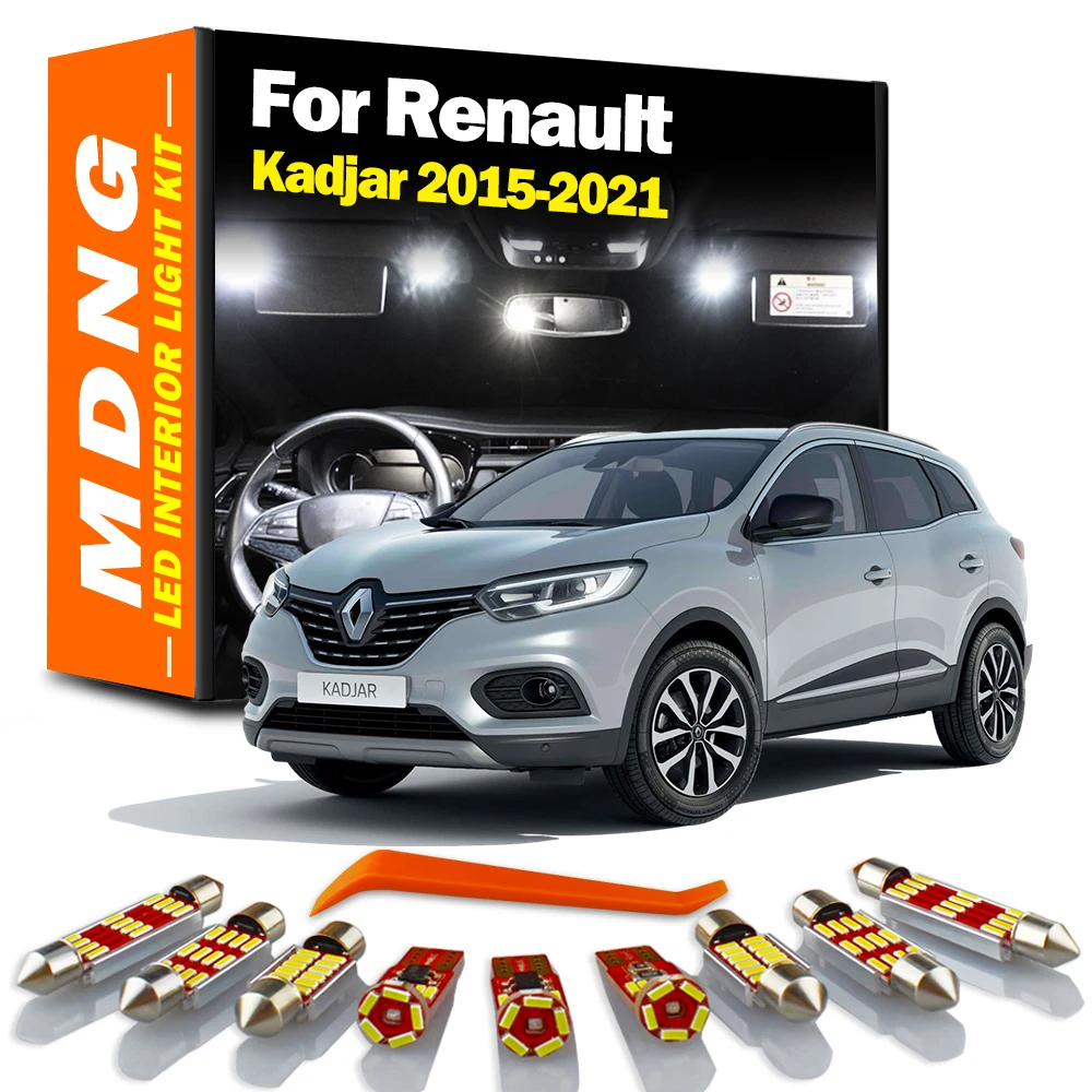 MDNG 14 Pz Canbus Per Renault Kadjar 2015-2018 2019 2020 2021 LED Interni Mappa Tetto Cupola Piastra Lampadine Kit Visiera Parasole lampada