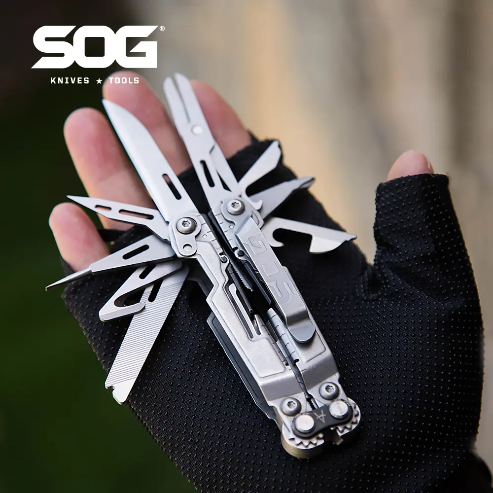 SOG PowerPint 18 in 1 미니 멀티툴(펜치 포함) 접이식 칼 EDC 접이식 다기능 수공구 휴대용 캠핑 용품