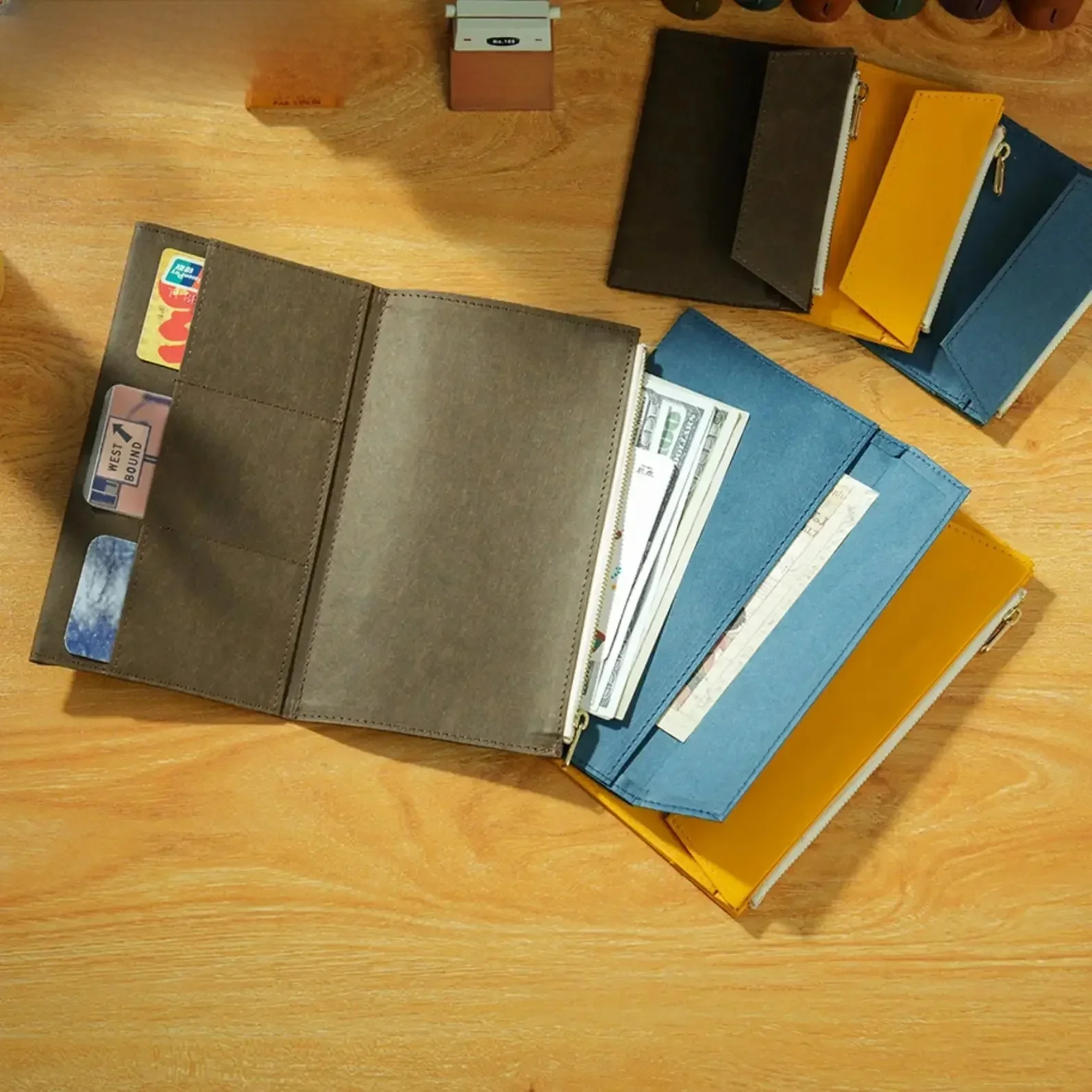 Torba do przechowywania dokumentów na zamek błyskawiczny na notes podróżny Zmywalna specjalna papierowa kieszeń na karty Etui na banknoty Folder Akcesoria biurowe — zdjęcie produktu 7