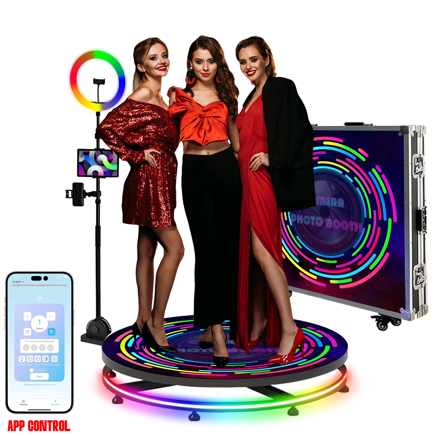 

360 Camera Booth Automatic Spinner 360 Photo Booth Rotating Camera 360 Photo Booth Machine Selfie Video with Flight Case