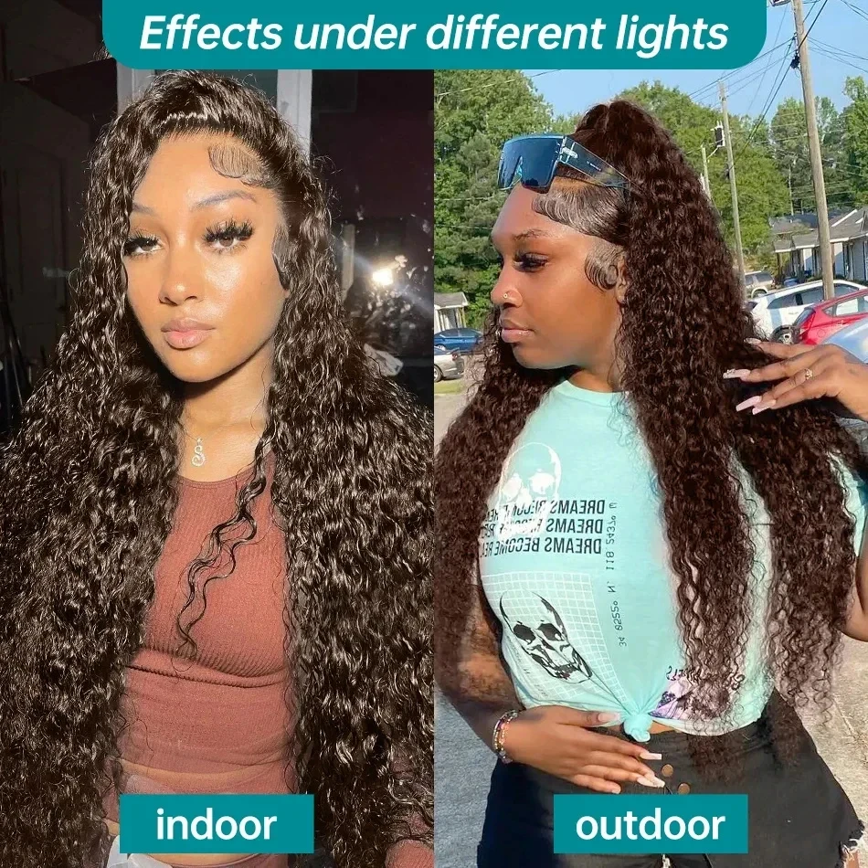 Chocolate Brown Curly Lace Front Wig Deep Wave 13x6 Hd Transparent Lace Frontal Wig 100% Human Hair For Women Brazilian Wig image 4