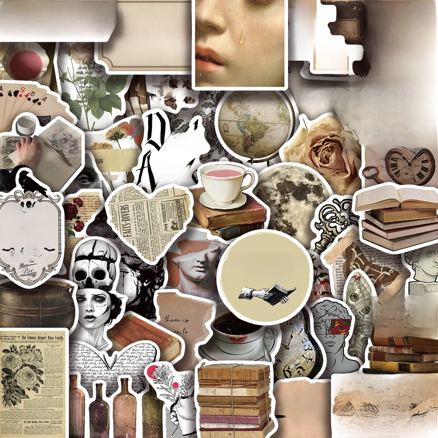 Autocollants waterproof Cool Dark Academia, 50 pièces, stickers, pour ordinateur portable, téléphone, valise, réfrigérateur, skateboard