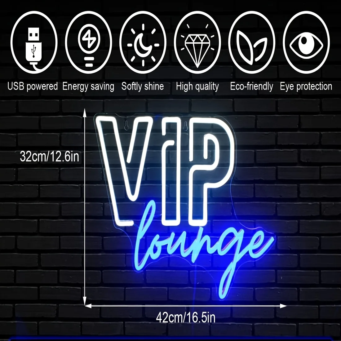 VIP Lounge Neon Wall Decoration, Dimmable Switch USB Power Supply, Suitable for Room Office Hotel Cafe Birthday Party