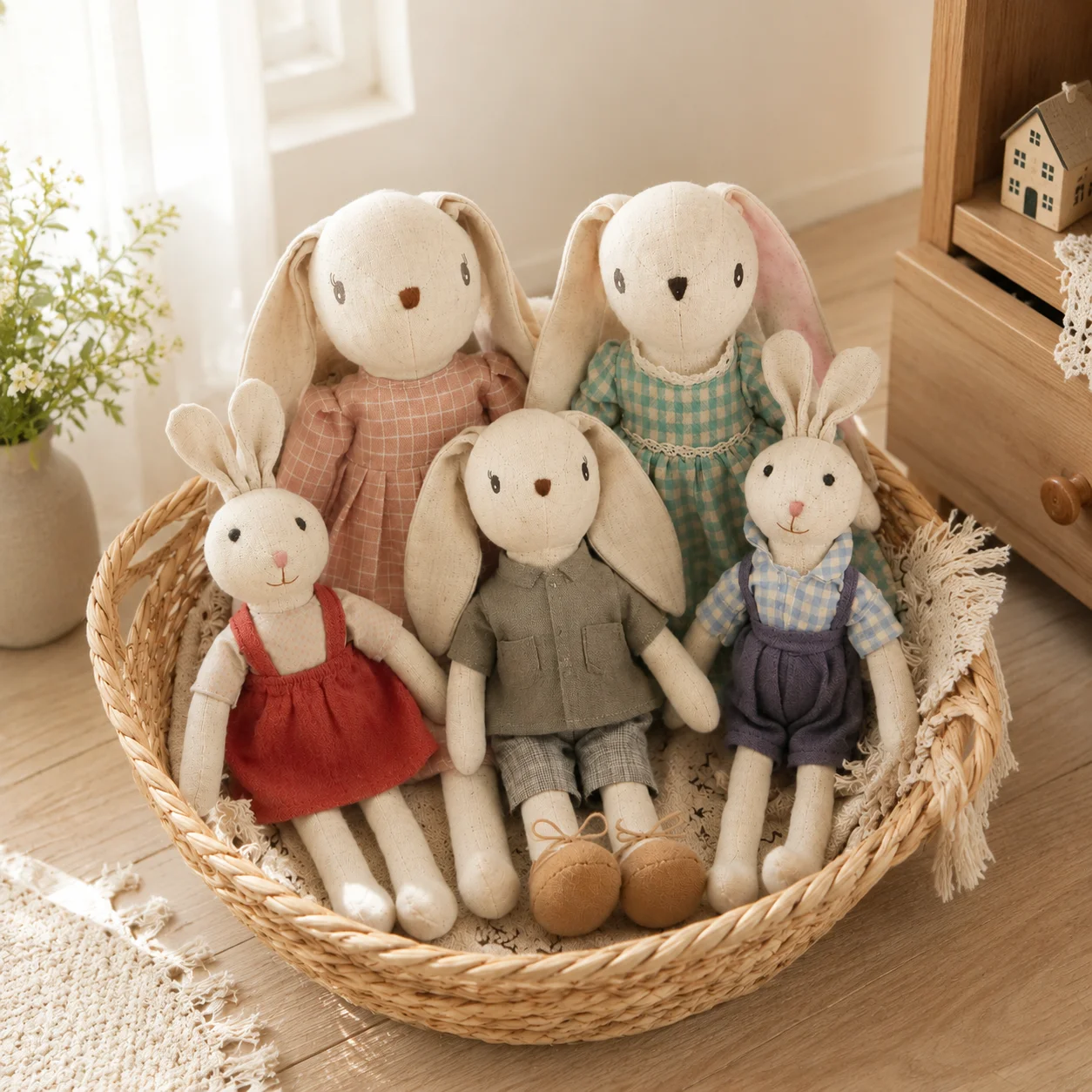 Soft Plush Baby Doll Rabbit Toy for Infants Kids - Holiday Gift Room Decoration Photography Prop Comforting Plush Bunny
