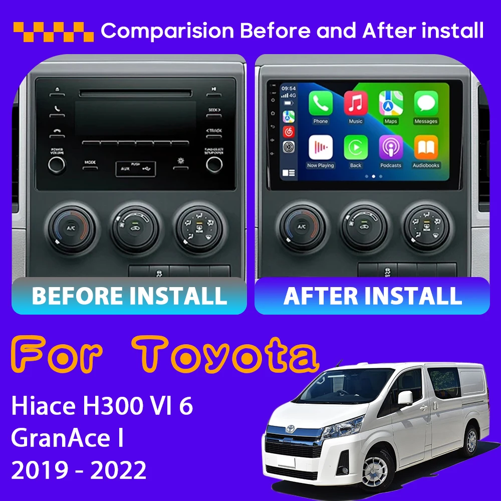 Car Video DVD Auto Android For Toyota Hiace H300 VI GranAce I 2019-2022 Navigation Carplay No 2din Player Radio Multimedia GPS