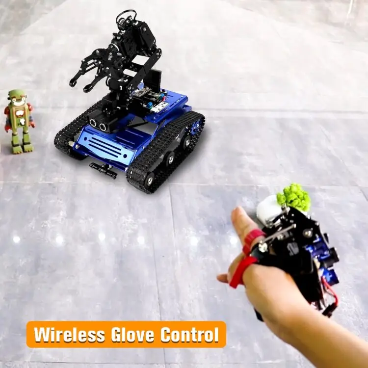 Hiwonder tankbot trilha robô carro carregado com braço robótico para programação stm32