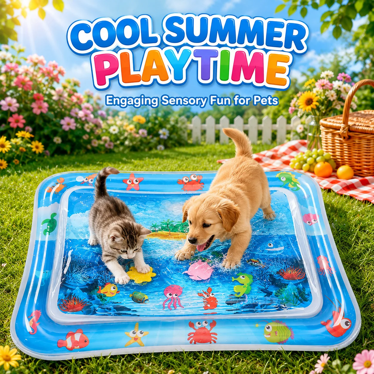 Slip Slide Water Mat - 1PC Interactive Pet Water Mat for