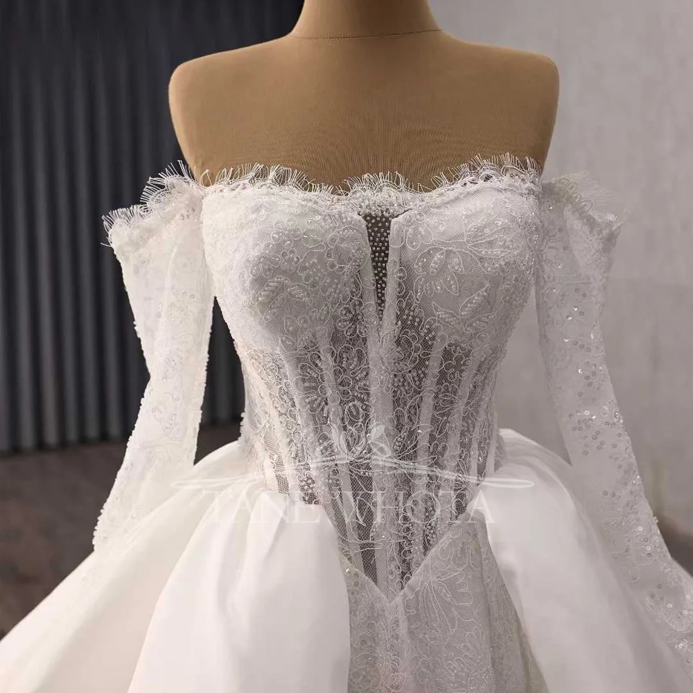 

Элегантное свадебное платье в форме сердца с длинными рукавами и вышивкой, расшитое блестками, на шнуровке сзади, настраиваемое сексуальное Brautkleid 2025