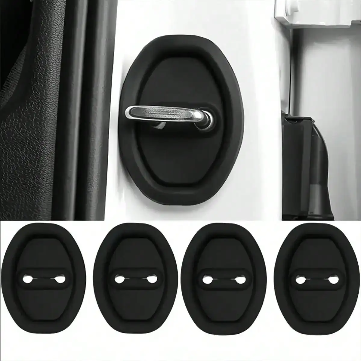 4/2Pcs Car Door Lock Silicone Cover Anti-Vibration Shock Buffer Noise Reduction Mute Protective Interior Exterior Auto Parts