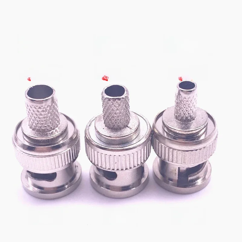10szt Mosiężne złącze męskie 3 w 1 BNC Q9 Crimp 50Ω RG58 RG59 RG60 RG142 RG400 LMR195 RF Coax Cable Straight Connector do kamer CCTV — zdjęcie 2