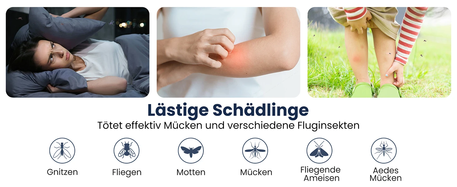 Fomyheard 4-in-1 Elektrische Mückenlampe: Faltbar und teleskopierbar (3000V), wiederaufladbarer Insektenvernichter mit UV-Lichtfalle, 1800mAh Akku, USB-C-Ladefunktion, für den Innen- und Außenbereich geeignet. – Detail 9