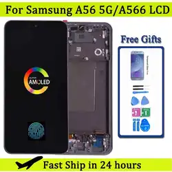 AMOLED For Samsung A56 5G Display Touch Screen with Frame LCD Digitizer Assembly for A566B SM-A566V SM-A566E Touch Screen