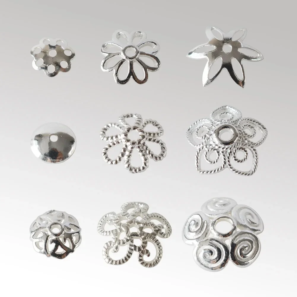 925 Sterling Silver Bead Caps, Silver Flower Spacer Bead End Caps do tworzenia biżuterii luzem, akcesoria do biżuterii DIY. — zdjęcie 2