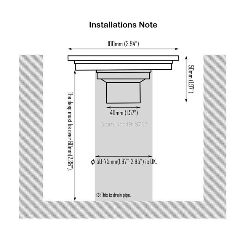 Imagem -06 - Ralo de Drenagem Antiodor de Piso Quadrado 100 x 100 Escoar Água Banheiro Chão Azulejo Inserção Acessório de Banheiro