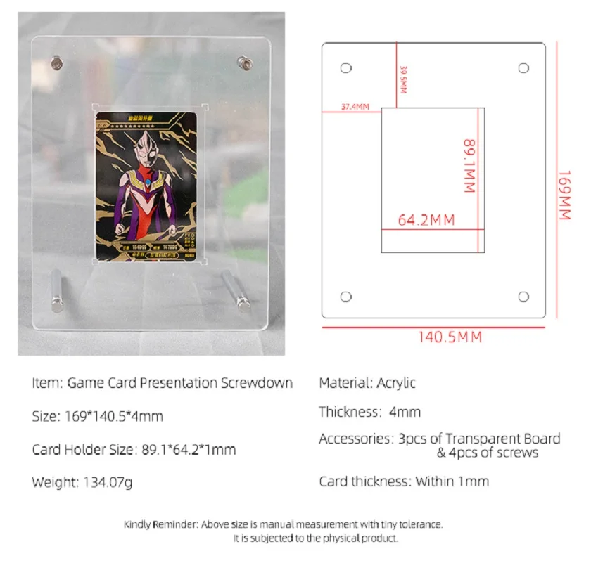 Screwdown Card Holder Case Display UV Protection Acrylic Clear Transparent Trading Game Cards Protector