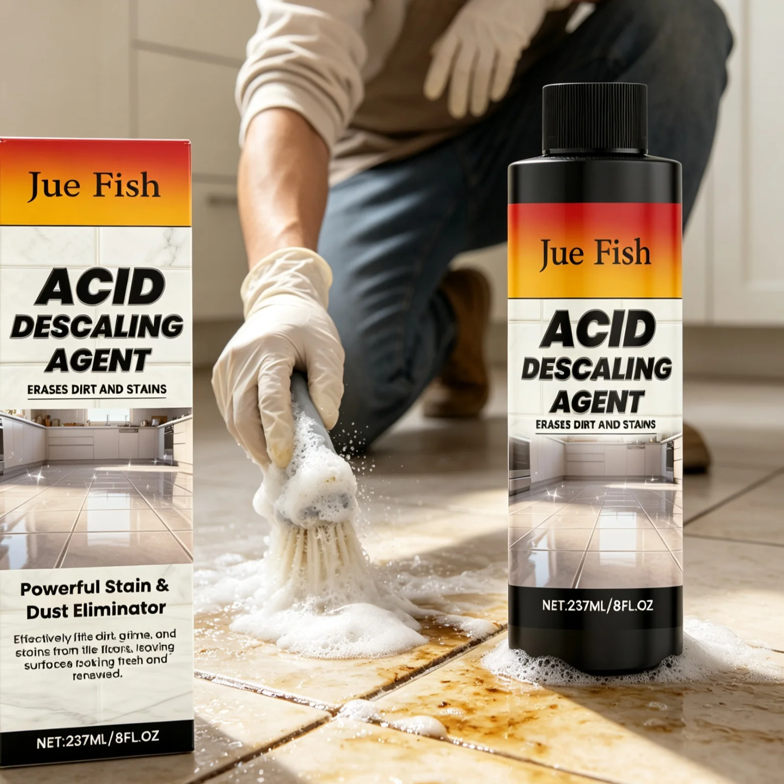 Jue Fish Tile Stain Remover Powerful Decontamination Fast Dissolving Stains Remove Oxide Spots Boost Natural Luster Tile Cleaner