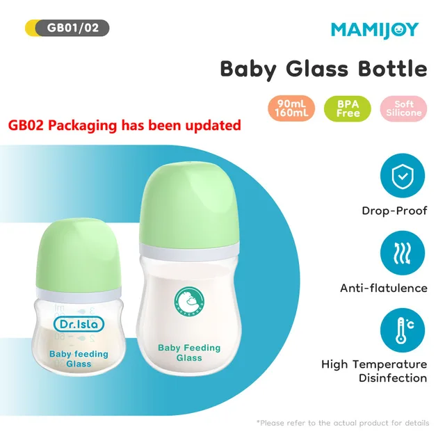 MAMIJOY 1 SZT. Butelki do karmienia noworodków 90ML/160ML Butelki dla niemowląt Szklane butelki Anty-kolikowe butelki do karmienia mlekiem dla niemowląt Bez BPA