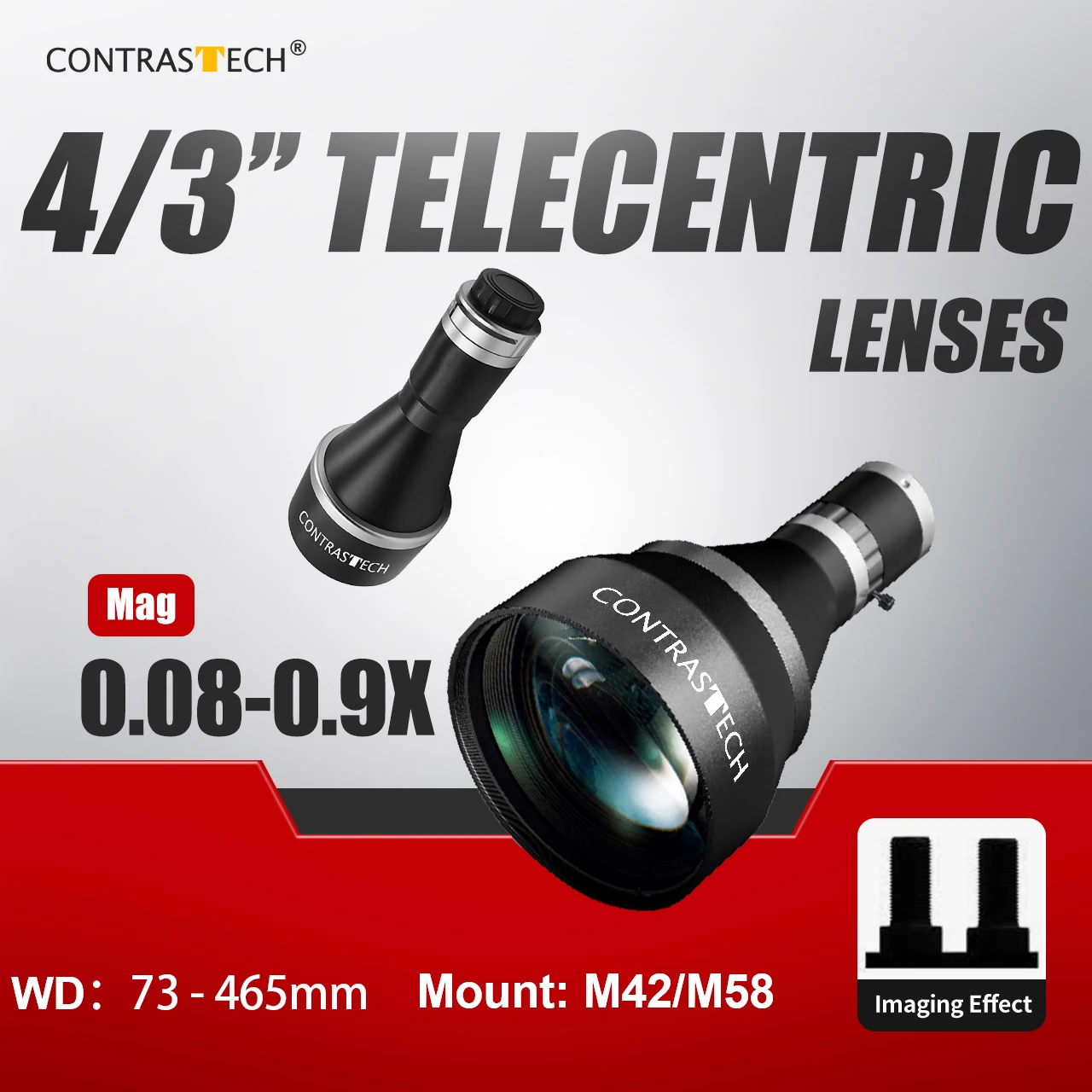 High Precision 4/3 inch Telecentric Lens Mag 0.1X 0.5X 0.9X M42/M58 Industrial Machine Vision Measurement AOI PCB Inspect BTL-H2