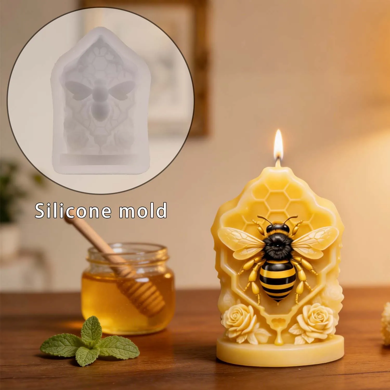 Hive Bee Silicone Mold, Suitable for Glue Application / Plaster /, a Universal Mold. The Finished Product Has an Exquisite
