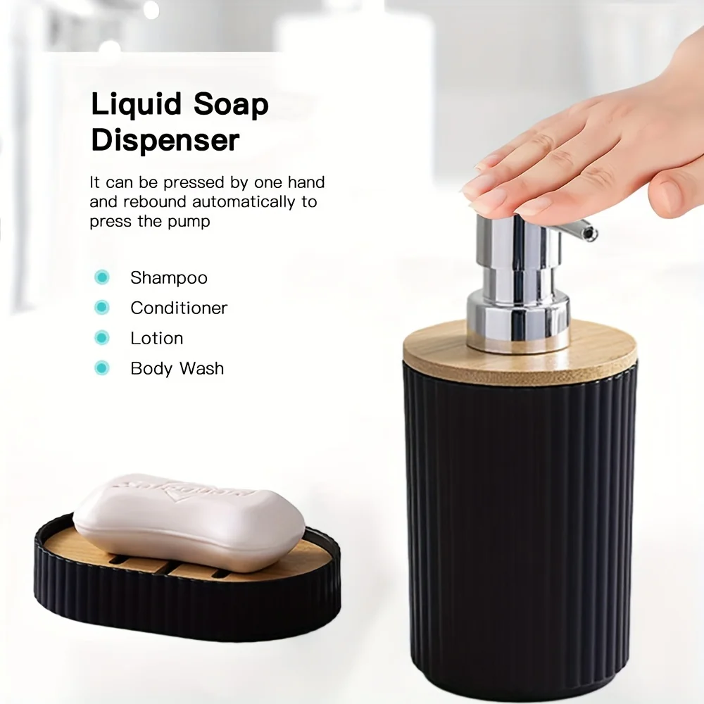 6 Pcs Bathroom Accessory Set With Trash Can Toothbrush Holder Lotion Soap Dispenser Soap Dish Toilet Brush Bathroom Tools