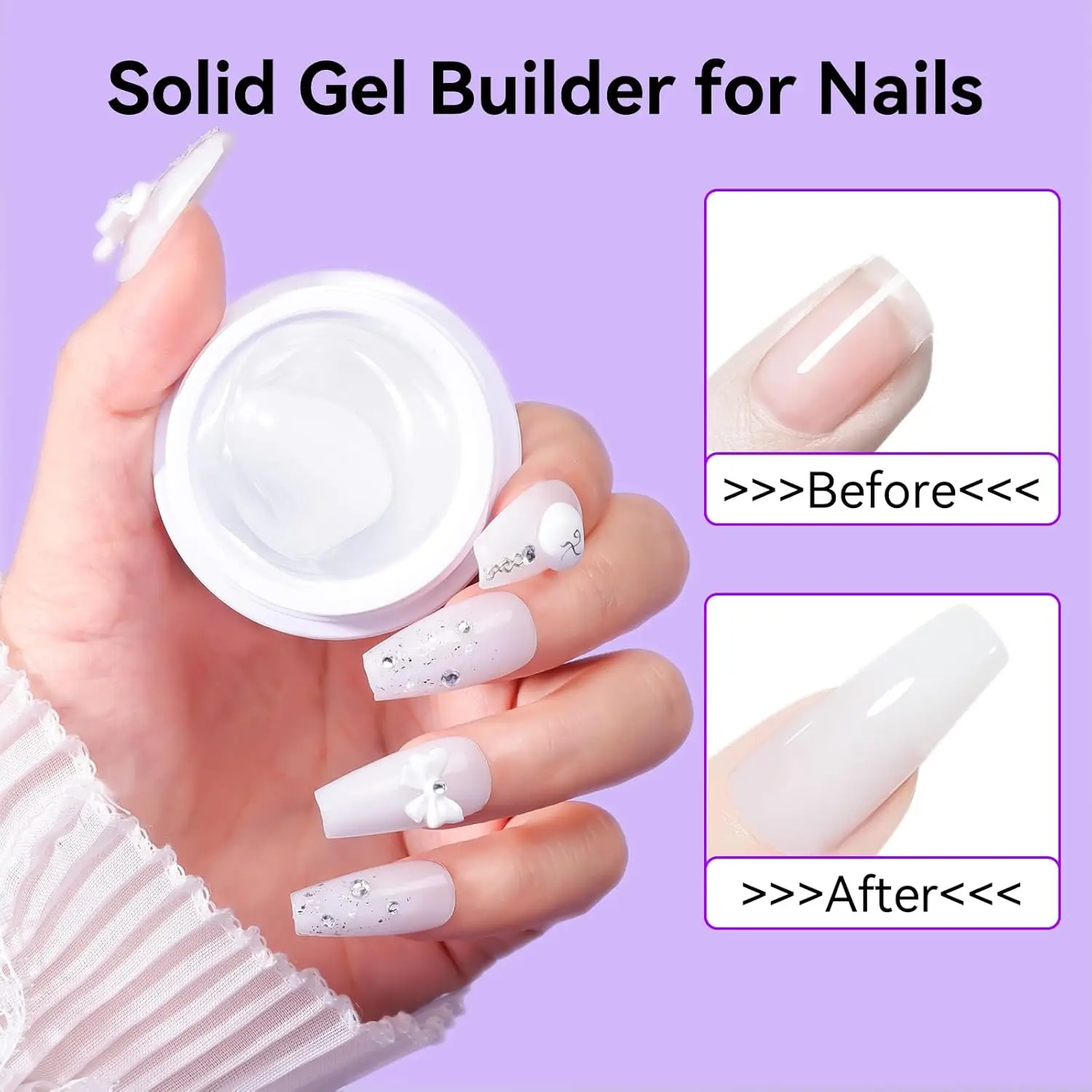 Makartt 4-in-1 3D Sculpting Gel White 15ml - Non-Stick Solid Builder for Nail Extension, Carving Flower & DIY Art Decoration