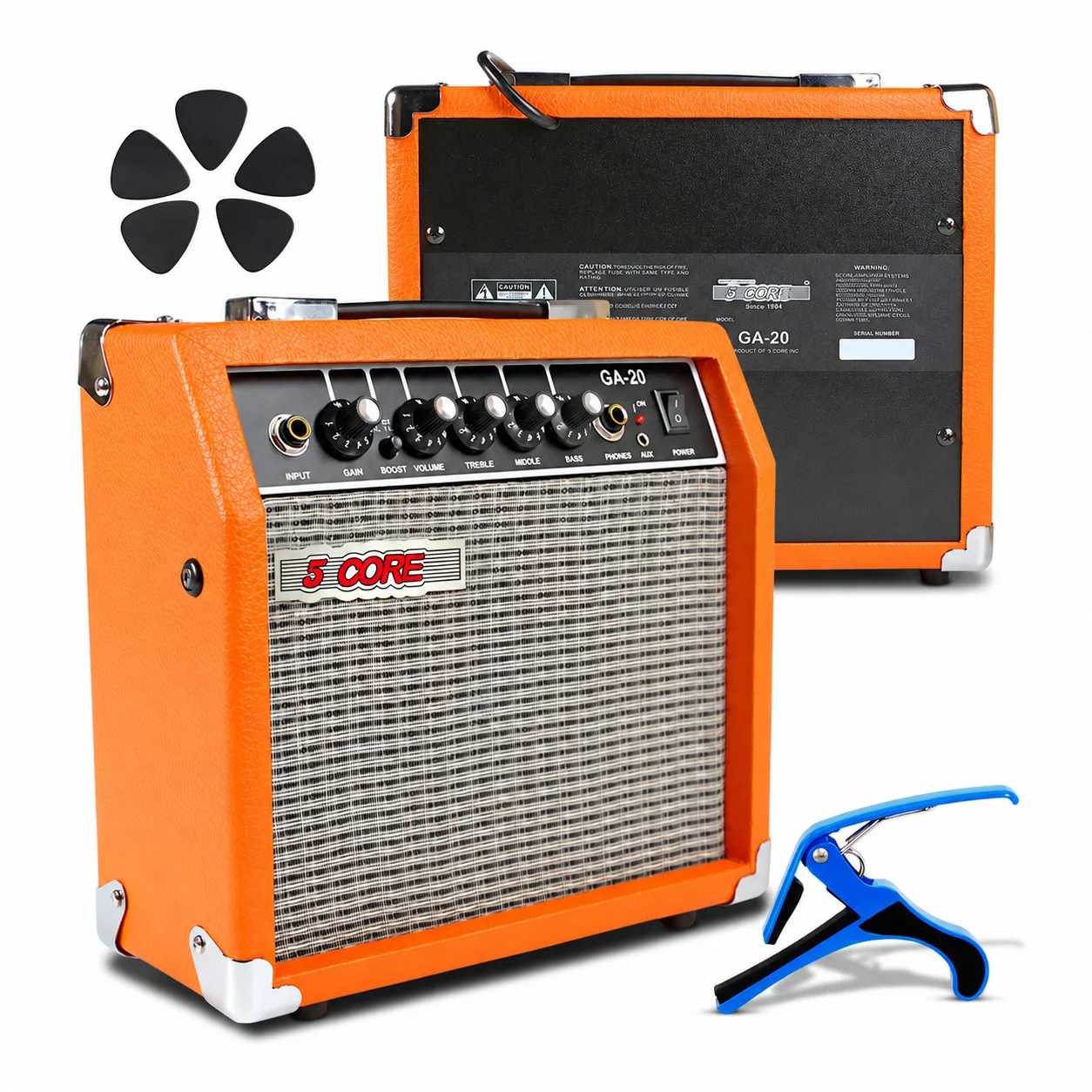 5 Core Guitar Amp 20W Electric Bass Acoustic Portable Amplifier Practice Amplificador GA 20 ORG