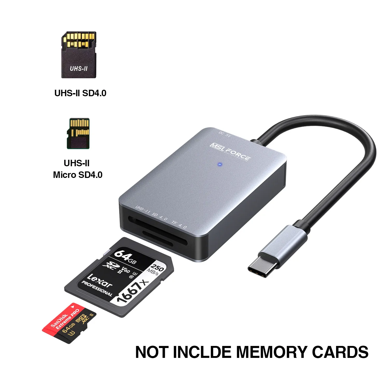 UHS-II szybki czytnik kart, USB C SD 4.0 czytnik kart pamięci, dla SDXC, SDHC, SD, MMC, Micro SDXC, Micro SD, Micro SDHC