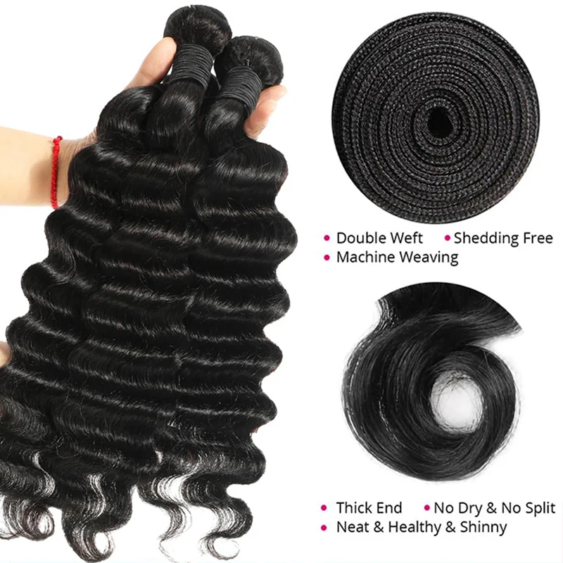 100g/PC Human Hair Bundles Loose Deep Wave Human Hair 1/3/4 Bundles 100% Unprocessed Brazilian Virgin Hair Extensions 12A Grade