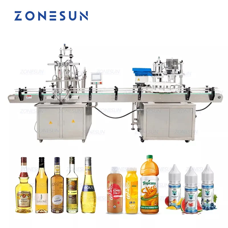 ZONESUN Automatic Electric Glass Perfume Water Nail Polish Plastic Bottle Capping Auto Filling Capping Packing Machine