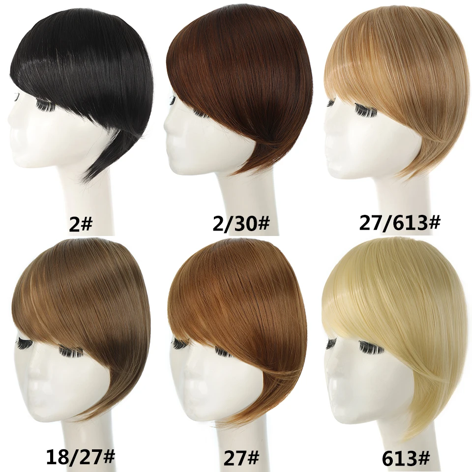 LUPU syntetyczne boczne grzywki spinka do przedłużania włosów w grzywce Ombre brązowe blond fałszywe Fringe Hairpiece wysokiej temperatury sztuczne