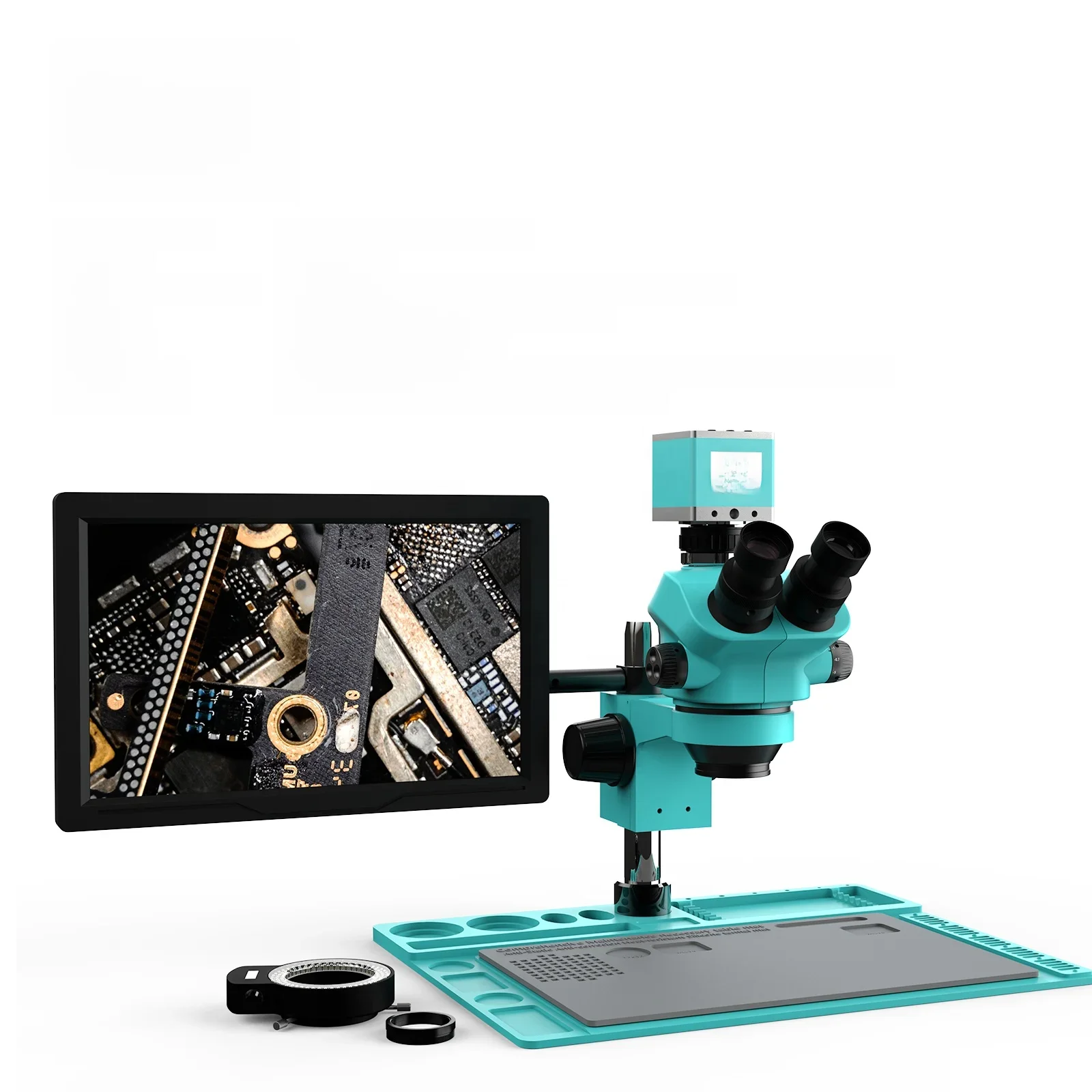 RF4 7-50X Trinocular Stereo 4K HDMI USB Kamera 15,6 Zoll Monitor Elektronische Reparatur/Labor/Schmuck Mikroskop RF7050TVD2-M156