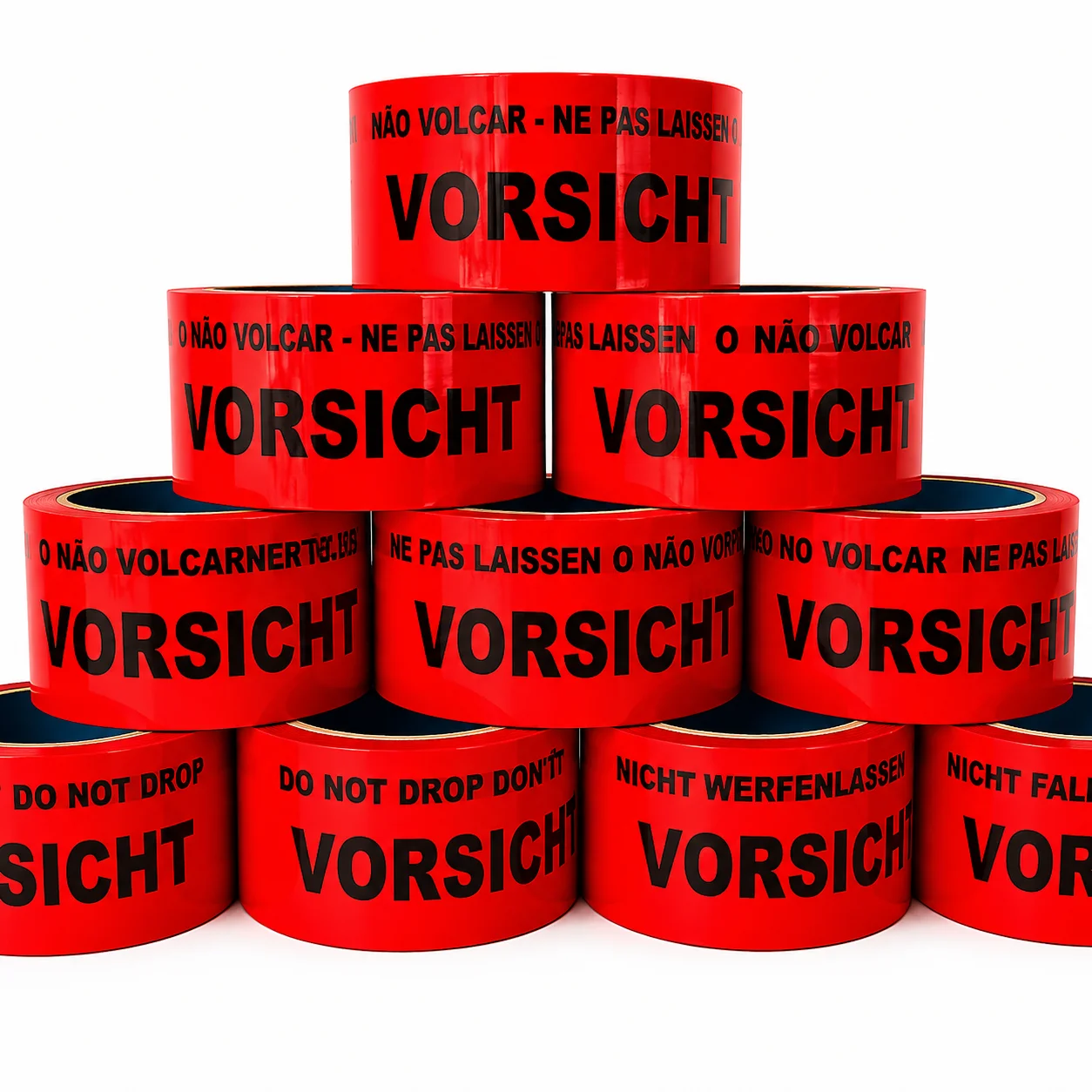 48 mm x 66 m Klebeband "Vorsicht Glas" – 12 Rollen Warnband für zerbrechliche Pakete – Stark haftendes Paketband