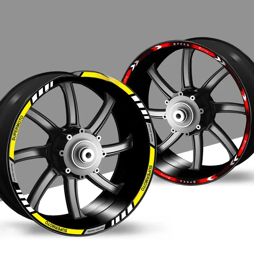 Autocollant réfléchissant pour roue de moto, 10 ", 12", 17", 18 pouces, bande de moyeu, autocollant de jante, accessoires de Scooter automobile pour Honda, Yamaha, Suzuki